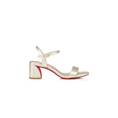 CHRISTIAN LOUBOUTIN MISS JANE METALLIC RED SOLE ANKLE-STRAP SANDALS 